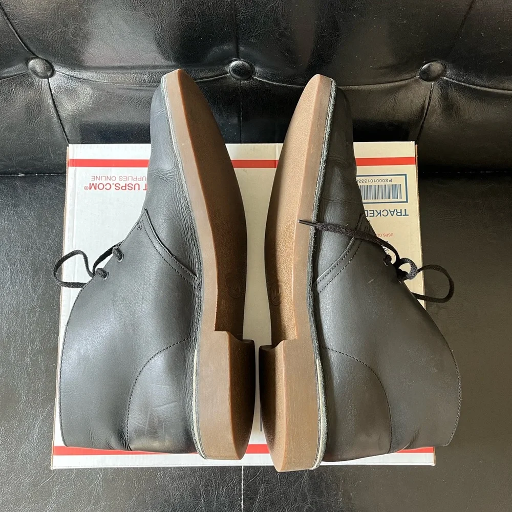 Clarks Bushacre Leather Chukka‎ Boots Black Sz 13